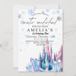 Invitación Winter Onederland Princess Castle 1º cumpleaños