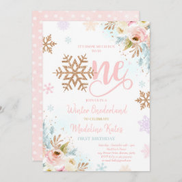 Invitación Winter ONEderland Rosa Gold Rubor Pink Birthday