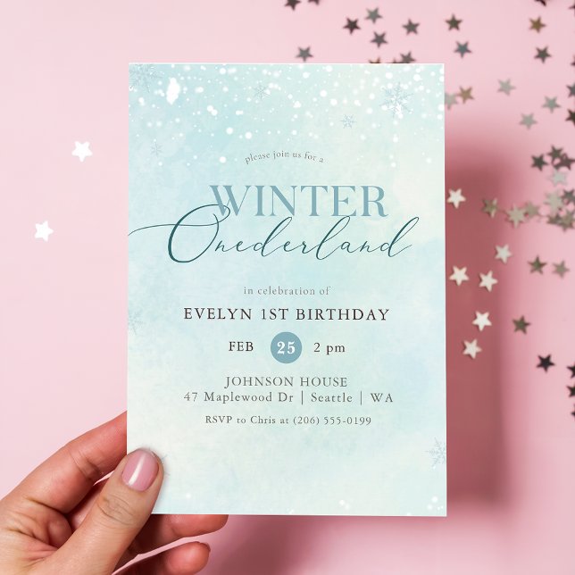 Invitación Winter Onederland Silver Glitter Baby 1st Birthday (Subido por el creador)