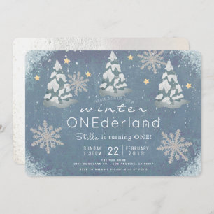 Invitación Winter Onederland Silver Snowflake Primer cumpleañ