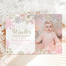 Winter ONEderland Snowflake Photo Invite