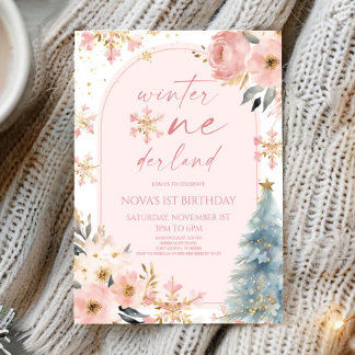 Invitación Winter Onederland Snowflake Primer Fiesta de cumpl