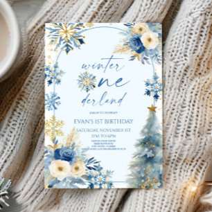 Invitación Winter Onederland Snowflake Primer Fiesta de cumpl