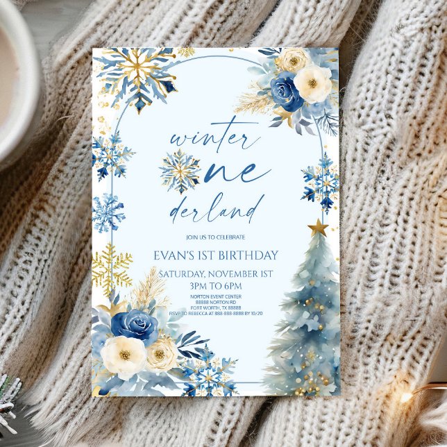 Invitación Winter Onederland Snowflake Primer Fiesta de cumpl (Subido por el creador)