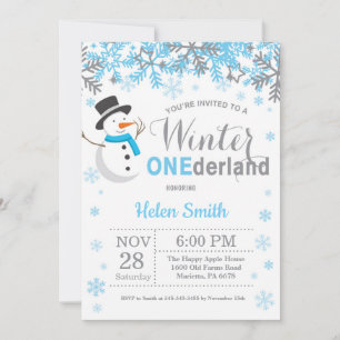 Invitación Winter Onederland Snowman Boy 1er cumpleaños