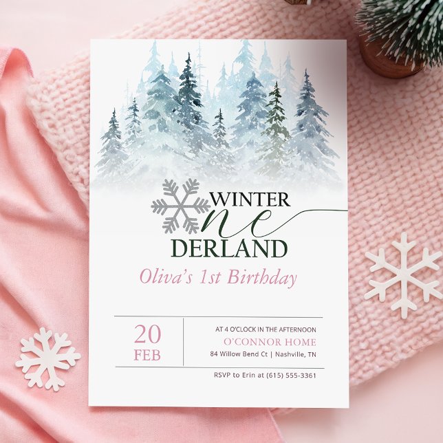 Invitación Winter ONEderland Snowy Forest 1st Birthday (Subido por el creador)