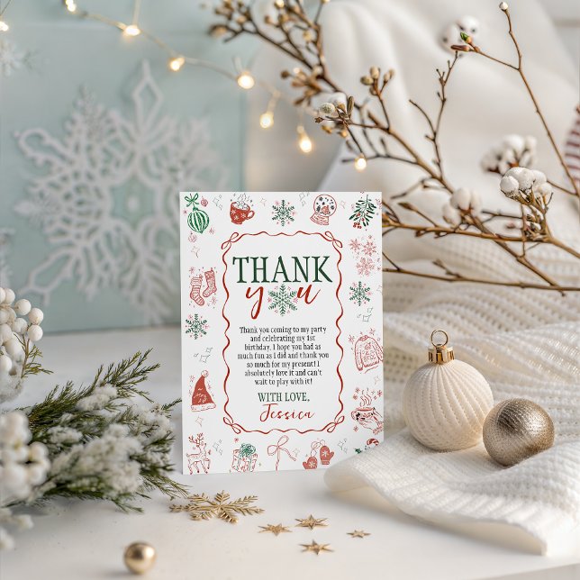 Invitación Winter ONEderland Thank You Card (Subido por el creador)