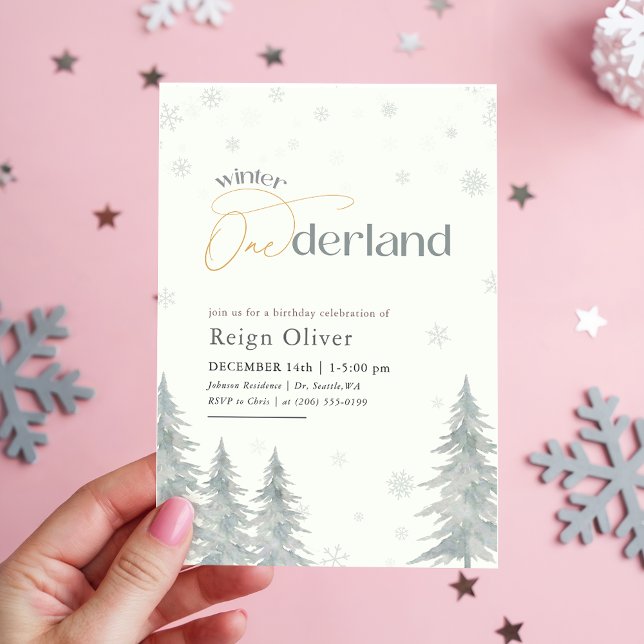 Invitación Winter Onederland Watercolor First Birthday Party (Subido por el creador)