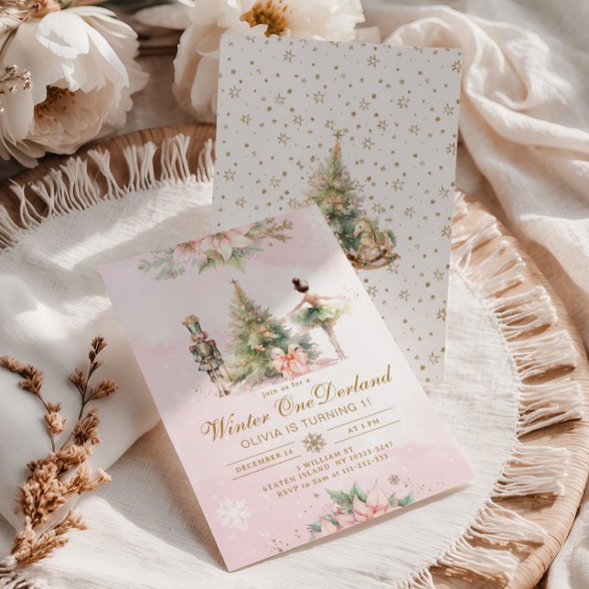 Invitación Winter Onederland Whimsical 1st birthday Brunette (Subido por el creador)