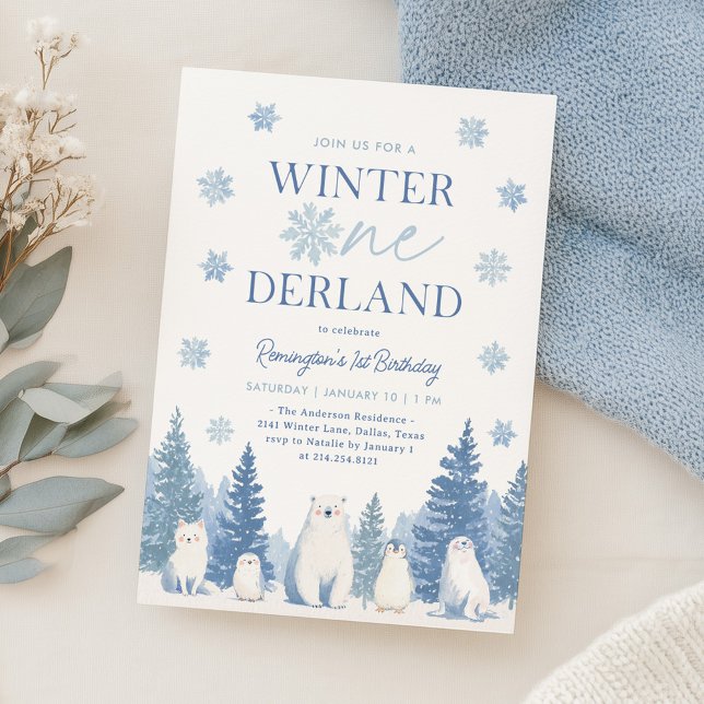 Invitación Winter Onederland Woodland Animals 1st Birthday (Subido por el creador)