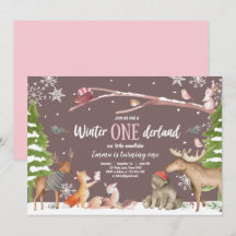 Winter ONEderland Woodland Cumpleaños Rosa