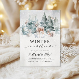 Invitación Winter ONEderland Woodland Forest 1st Birthday