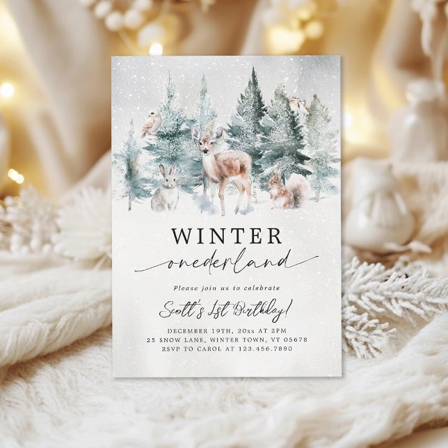 Invitación Winter ONEderland Woodland Forest 1st Birthday (Subido por el creador)
