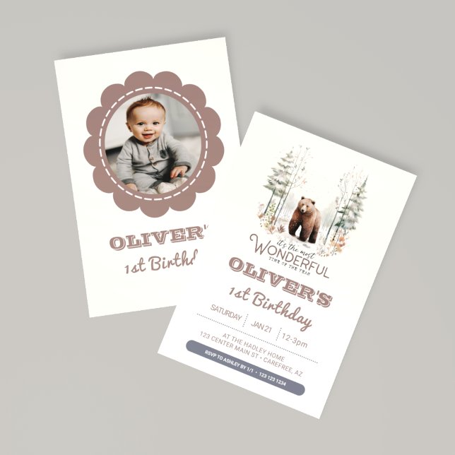 Invitación Winter Onederland Woodland Kids Birthday Photo (Subido por el creador)