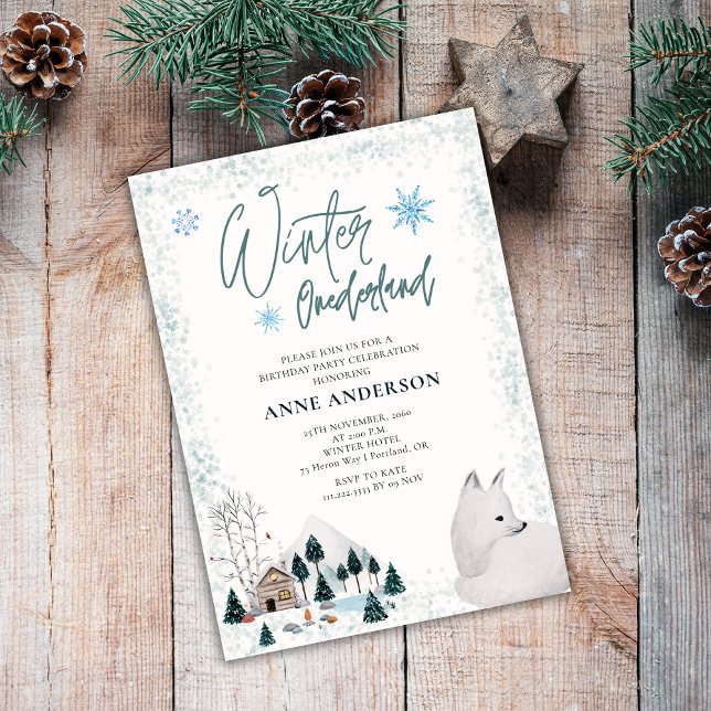 Invitación Winter Onederlant 1st First Birthday Animals  (Subido por el creador)