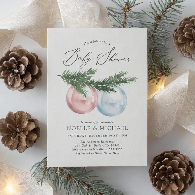 Invitación Winter Ornament Twin Boy y Chica Baby Shower (Subido por el creador)