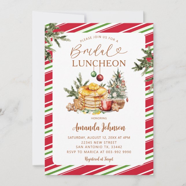 Invitación Winter Party Bridal Luncheon Pancake & Cocoa  (Anverso)