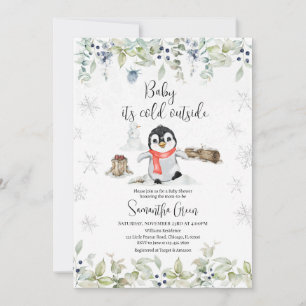 Invitación Winter Penguin Baby Shower