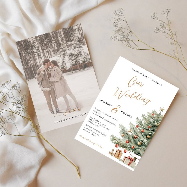 Invitación Winter Photo Wedding Holiday Invitation (Subido por el creador)