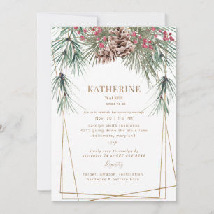 Invitación Winter Pine Bough Bridal Shower