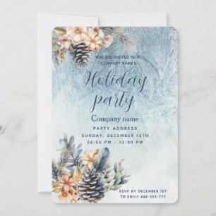 Invitación Winter Pine cone floral fiesta de fiesta