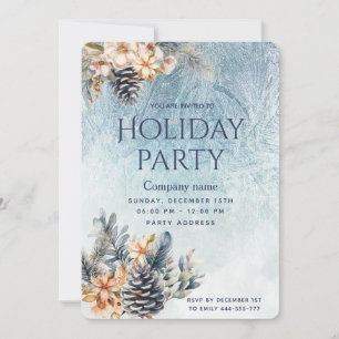 Invitación Winter Pine cone floral fiesta de fiesta