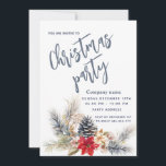 Invitación Winter Pine Cone Navidades florales fiesta corpora<br><div class="desc">Elegante y moderno cono de pino floral invierno alegre fiesta de vacaciones diseño de invitación corporativa.</div>