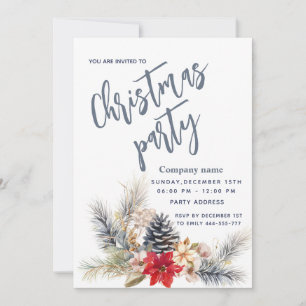 Invitación Winter Pine Cone Navidades florales fiesta corpora