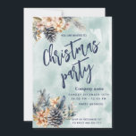 Invitación Winter Pine Cone Navidades florales fiesta corpora<br><div class="desc">Elegante y moderno cono de pino floral invierno alegre fiesta de vacaciones diseño de invitación corporativa.</div>