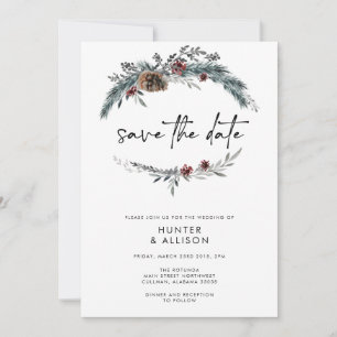 Invitación Winter Pine Save the Date