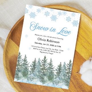 Invitación Winter Pine Snow in Love Snowflakes Bridal Shower