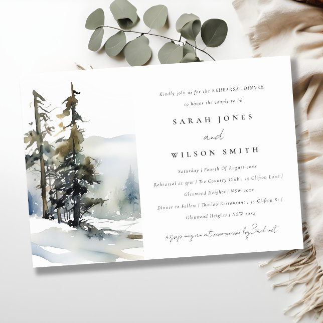 Invitación Winter Pine Trees Anclaje Paisaje de Nieve Cena (Subido por el creador)