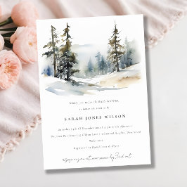 Invitación Winter Pine Trees Snow Landscape Baby Shower