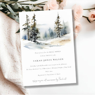 Invitación Winter Pine Trees Snow Landscape Bridal Shower