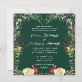 Invitación Winter Pine y Rosas Boda