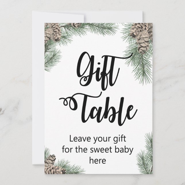 Invitación Winter Pinecone Baby Shower Rótulo Tamaño 5x7" (Anverso)