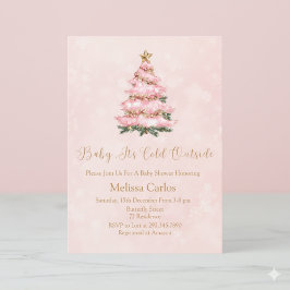 Invitación Winter Pink Baby It's Cold Outside Baby shower