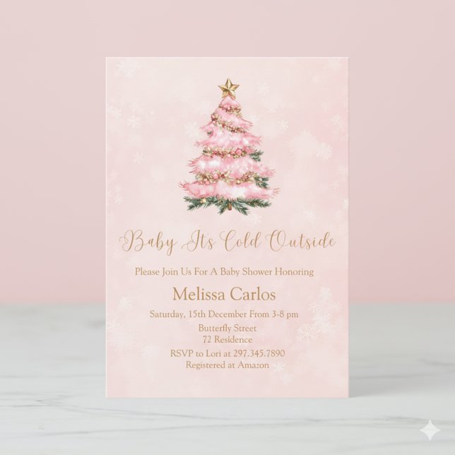 Invitación Winter Pink Baby It's Cold Outside Baby shower (Subido por el creador)