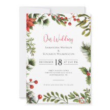 Winter Poinsettia Greenery Floral Boda