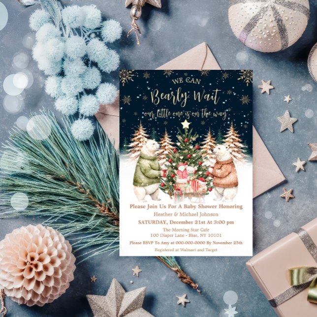 Invitación Winter Polar Bear Snowflake Baby Shower (Subido por el creador)