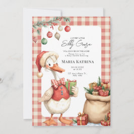 Invitación Winter Red Christmas Silly Goose Baby Shower