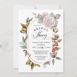 Invitación Winter Romance Floral y Evergreens Bridal Shower