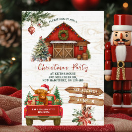 Invitación Winter Rustic Highland Cow Country Holiday Party