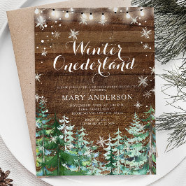 Invitación Winter Rustic Wood Snowflakes