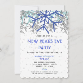 Invitación Winter Silver Blue Snowflake NUEVOS AÑOS EVE FIEST