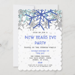 Invitación Winter Silver Blue Snowflake NUEVOS AÑOS EVE FIEST