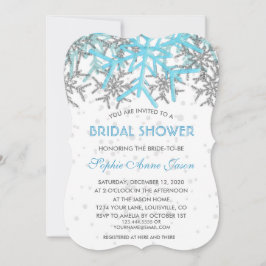 Invitación Winter Silver Blue Snowflakes Bridal Shower