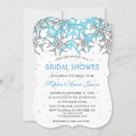 Invitación Winter Silver Blue Snowflakes Bridal Shower