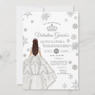 Invitación Winter Silver Quinceañera 15 Anos Snowflakes Party