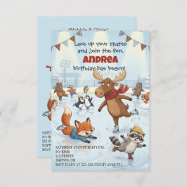 Invitación Winter Slapstick Ice Skating Birthday Invitation